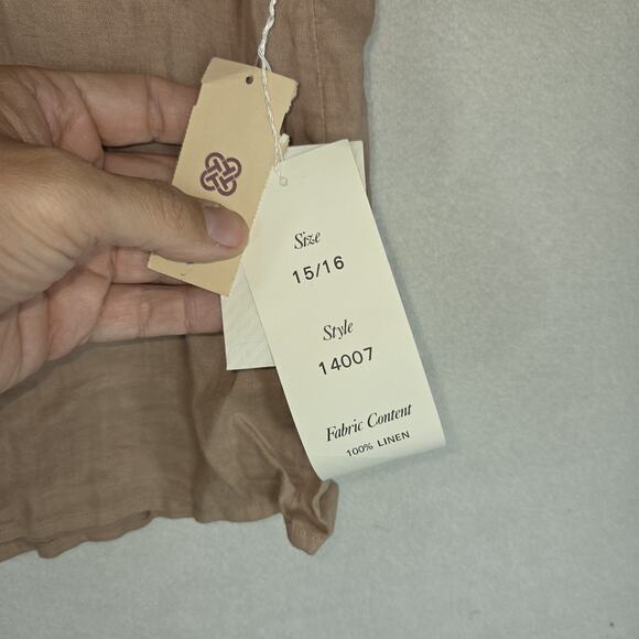 Vintage Jordan Shirt Mens Size XL Linen Beige Summer Button Up Short Sleeve NWT - Picture 8 of 14